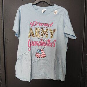 Port & Company Proud Army Grandmother T-Shirt XL Light Blue NWT Military